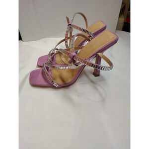 ShoeDazzle Margot Mulberry Purple Rhinestone Square Toe Heeled Sandals Mens 8